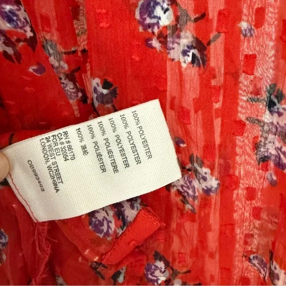 Free People Floral Sheer Red Blouse - Picture 6 of 9